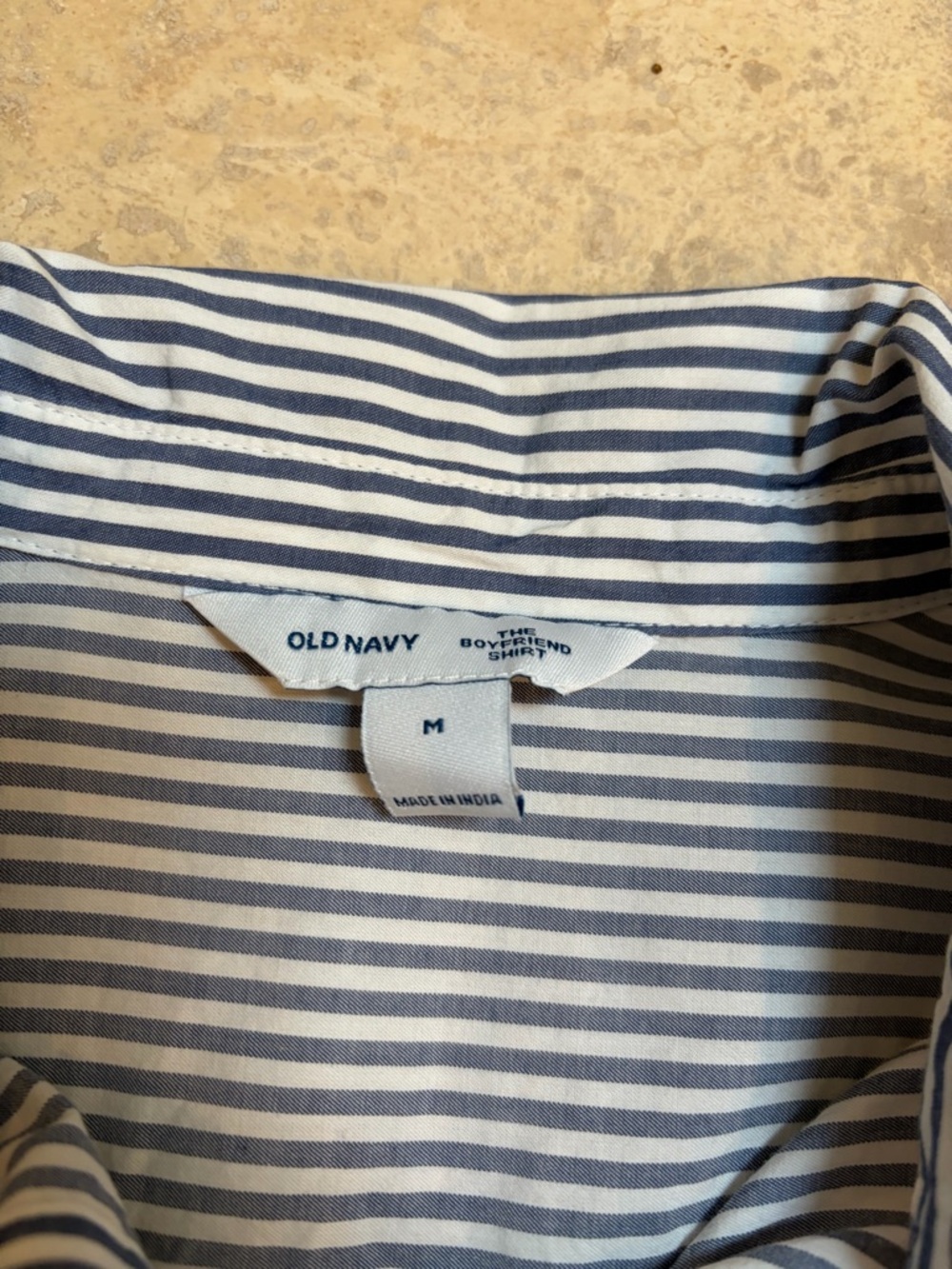 Old Navy Women’s The Boyfriend Striped Button-Up Shirt - Blue/White- NWT - Picture 2 of 3